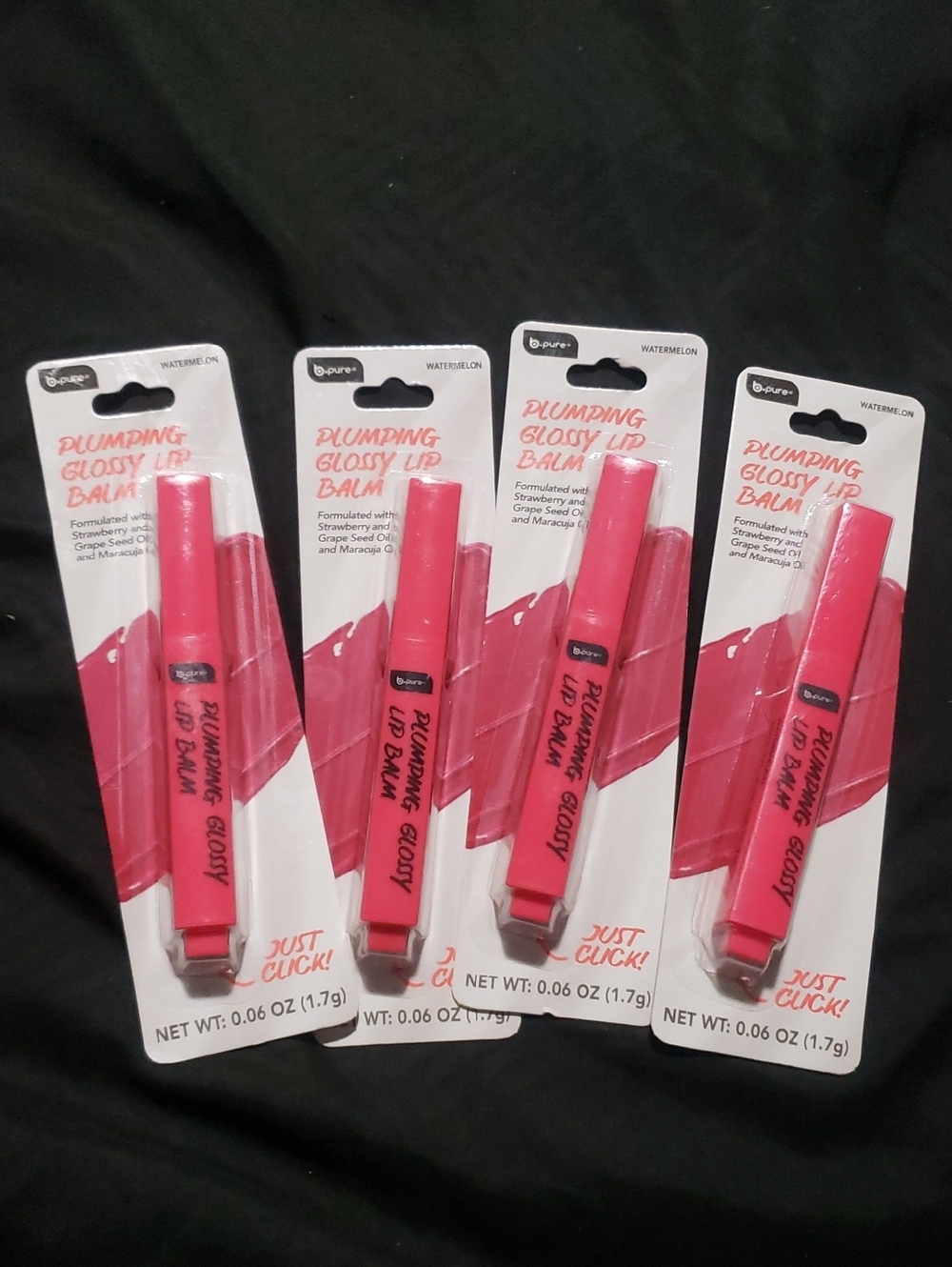 B-Pure Plumping Glossy Lip Balm Watermelon .06fl Oz New Lot x4